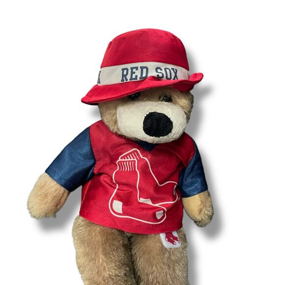 Boston Red Sox Teddy Bear Plush 14" MLB Baseball Bucket Hat Nursery Shower Gift - Picture 10 of 14